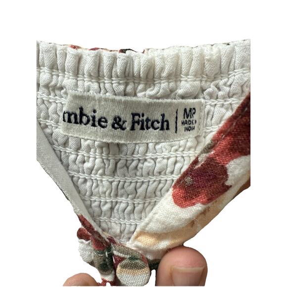 Abercrombie & Fitch Floral Button Front Slit Maxi Dress Sz M Petite Linen Blend - Picture 5 of 9